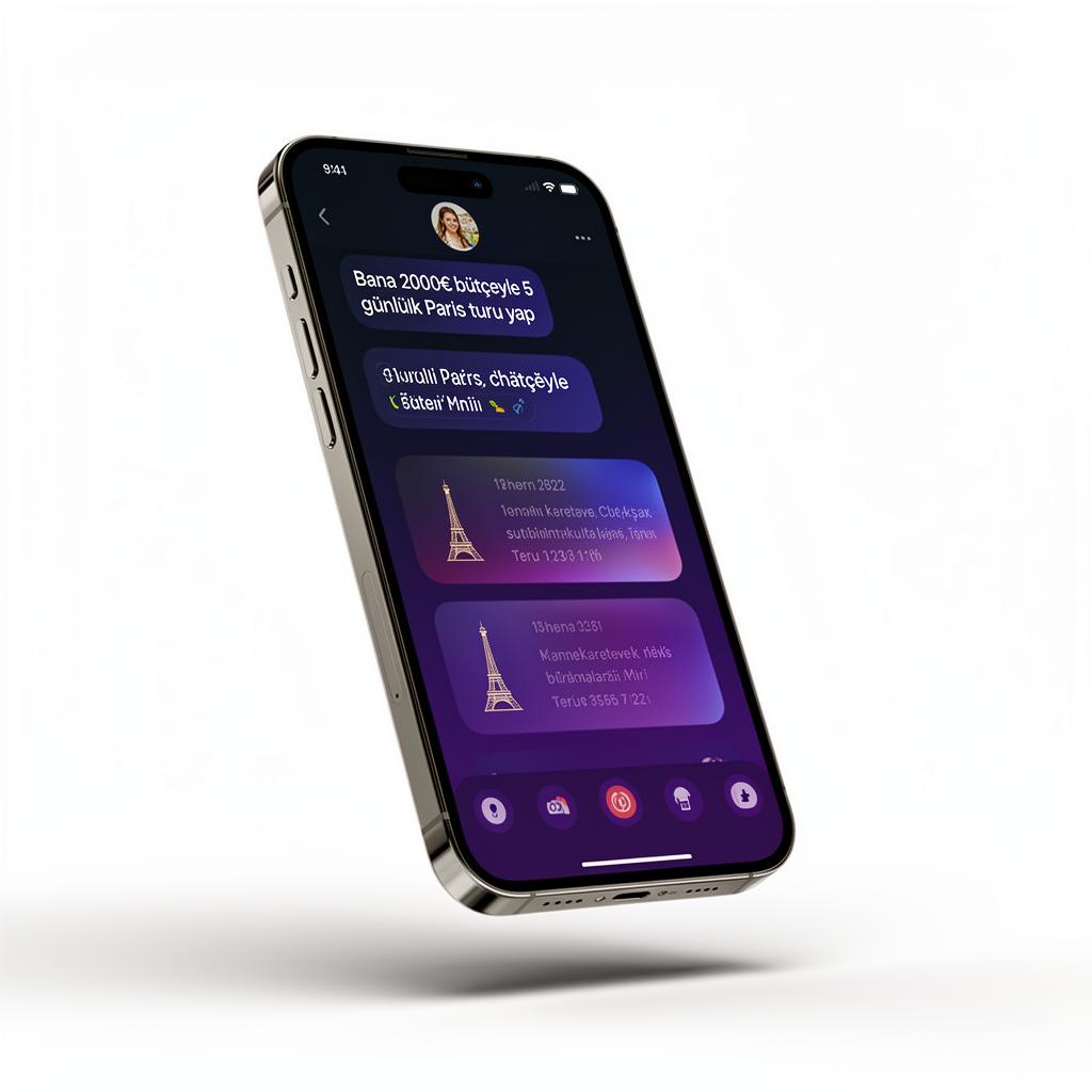 Tripoza AI sohbet ekranı telefon mockup