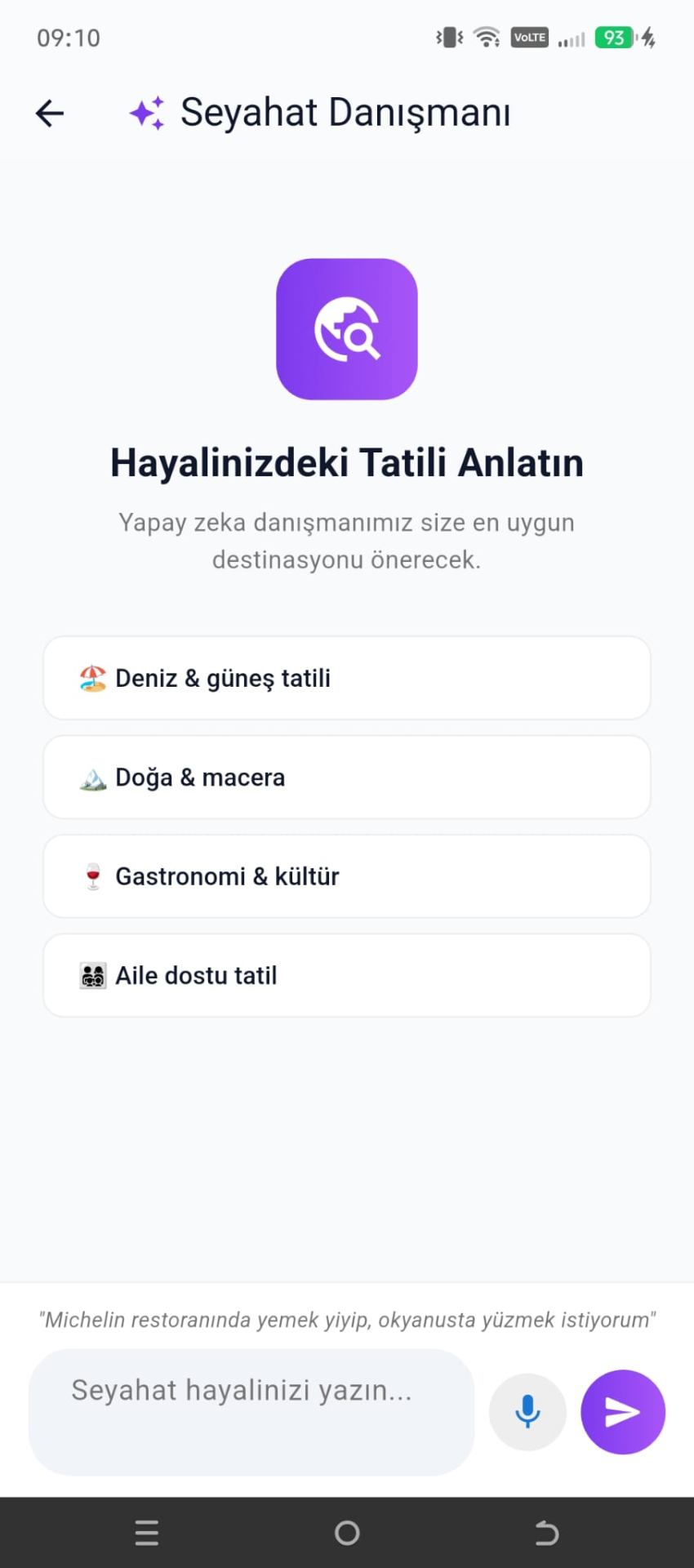 Tripoza AI sohbet ekranı telefon mockup