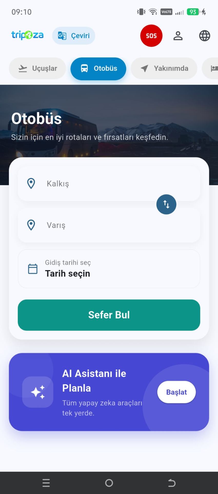 Tripoza otobüs & ulaşım ekranı telefon mockup