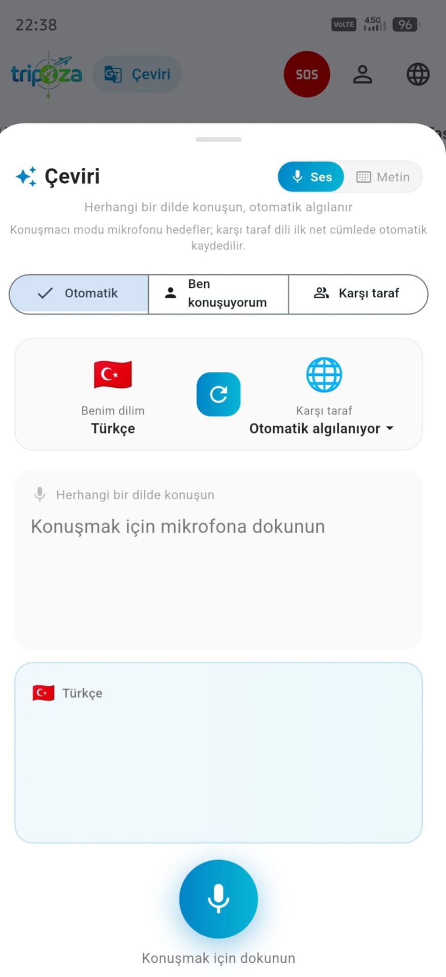 Tripoza Çeviri ekranı